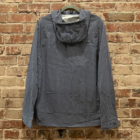Zara Man Slim Fit Navy Windowpane Hooded Pullover Size Medium - Picture 8 of 10